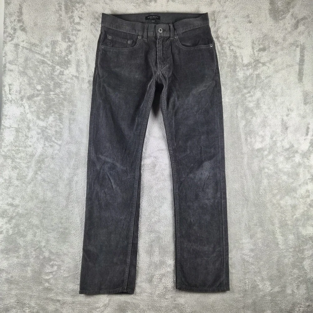 Banana Republic Pants Mens 30x30 Grey Corduroy Pima Cotton 5 Pocket Straight